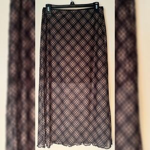 SO Women's Checkered Maxi Skirt - Black and Brown